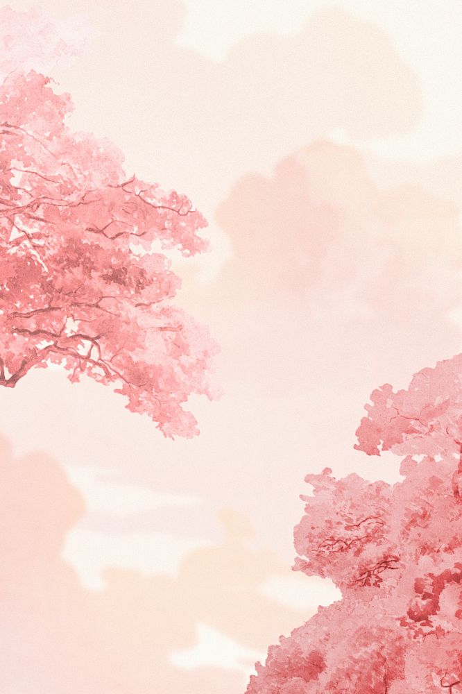 Pastel tree and cloud background 