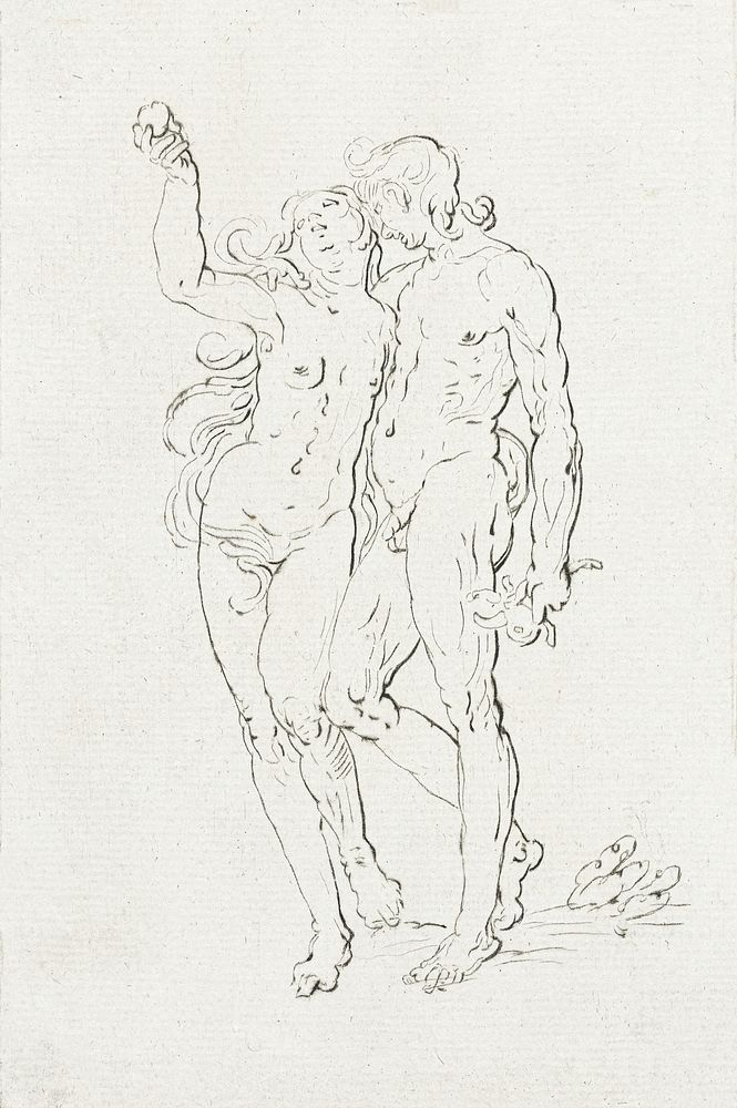 Adam and Eve (ca. 1736&ndash;1848) by Cornelis Ploos van Amstel. Original from The Rijksmuseum. Digitally enhanced by…