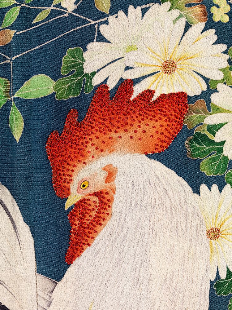 Rooster pattern on kimono fabric. Original from The Rijksmuseum. Digitally enhanced by rawpixel.