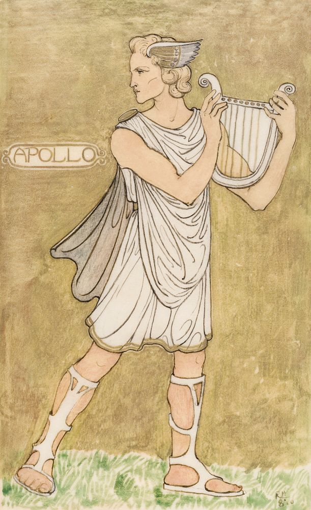 Design for costume for Apollo (1910) painting in high resolution by Richard Roland Holst. Original from the Rijksmuseum.…