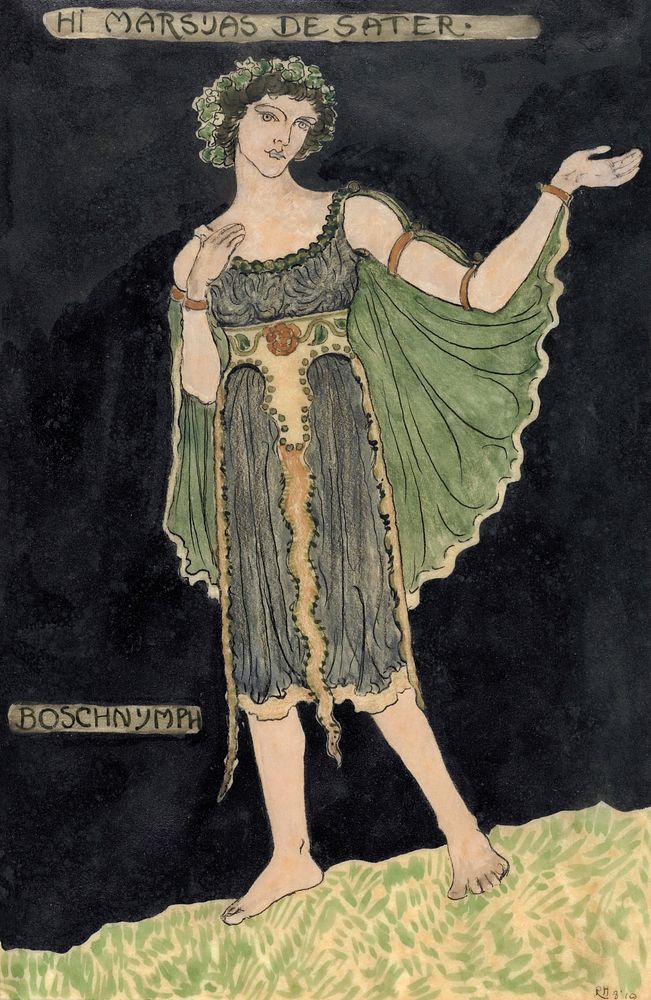 Design for costume for Boschnymph (1910) painting in high resolution by Richard Roland Holst. Original from the Rijksmuseum.…
