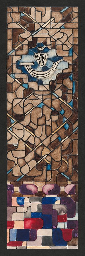 Design for window with coat of arms in the city hall in Amsterdam (1878&ndash;1938) painting in high resolution by Richard…
