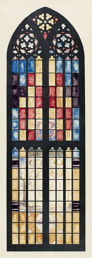 Design for a window in the South Transept of the Dom in Utrecht (1878&ndash;1938) painting in high resolution by Richard…