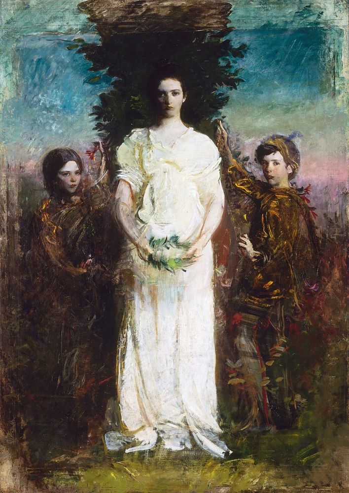 My Children (Mary, Gerald, and Gladys Thayer), (ca.1897) painting in high resolution by Abbott Handerson Thayer. Original…