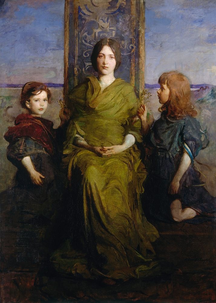 Virgin Enthroned (1891) painting in high resolution by Abbott Handerson Thayer. Original from the Smithsonian Institution.…