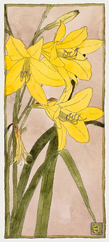 Yellow Daylily (1915) by Hannah Borger Overbeck. Original from The Los Angeles County Museum of Art. Digitally enhanced by…