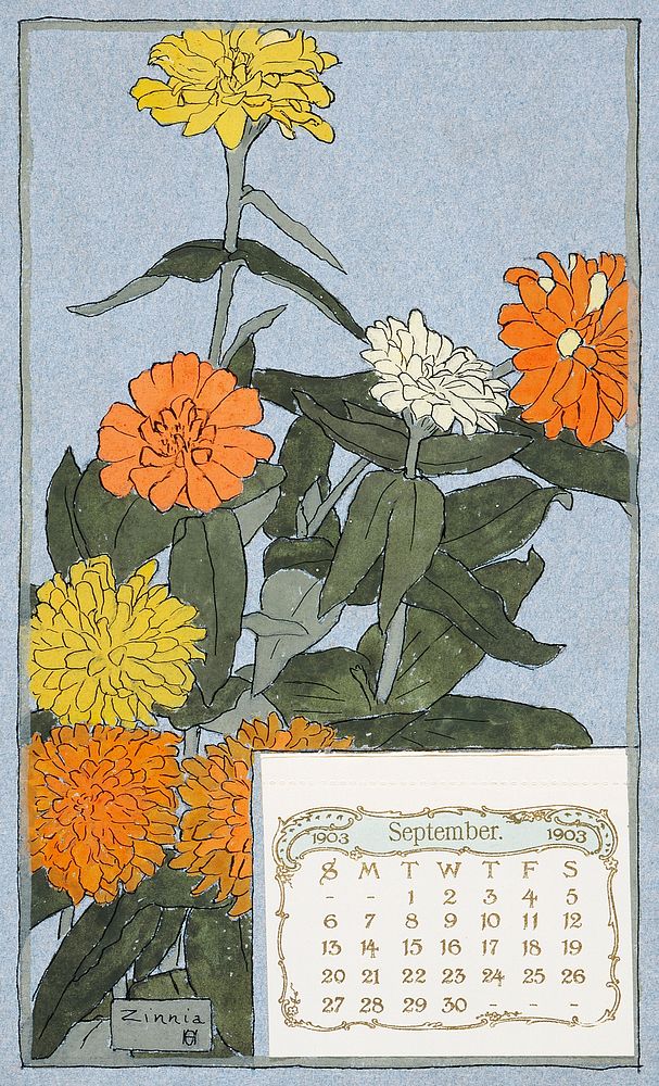 Zinnia (1915) by Hannah Borger Overbeck. Original from The Los Angeles County Museum of Art. Digitally enhanced by rawpixel.