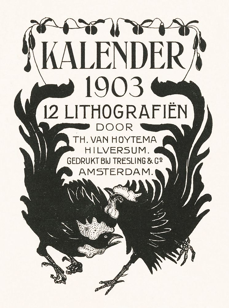 Aankondiging voor kalender 1903 (ca. 1878&ndash;190) print in high resolution by Theo van Hoytema. Original from The…