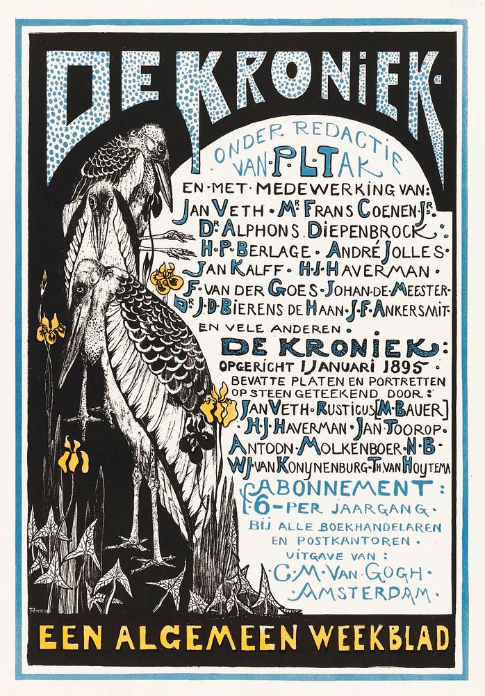 Reclamekaart voor 'De Kroniek' (1895) print in high resolution by Theo van Hoytema. Original from The Rijksmuseum. Digitally…