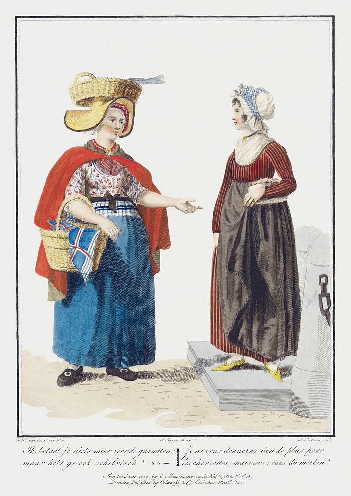 Visverkoopster (ca. 1803&ndash;1807) by Georgius Jacobus Johannes van Os, Ludwig Gottlieb Portman, and Jacques Kuyper.…