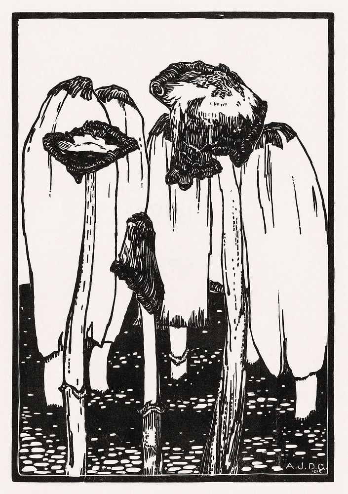 Ink mushrooms (1915) by Julie de Graag (1877-1924). Original from The Rijksmuseum. Digitally enhanced by rawpixel