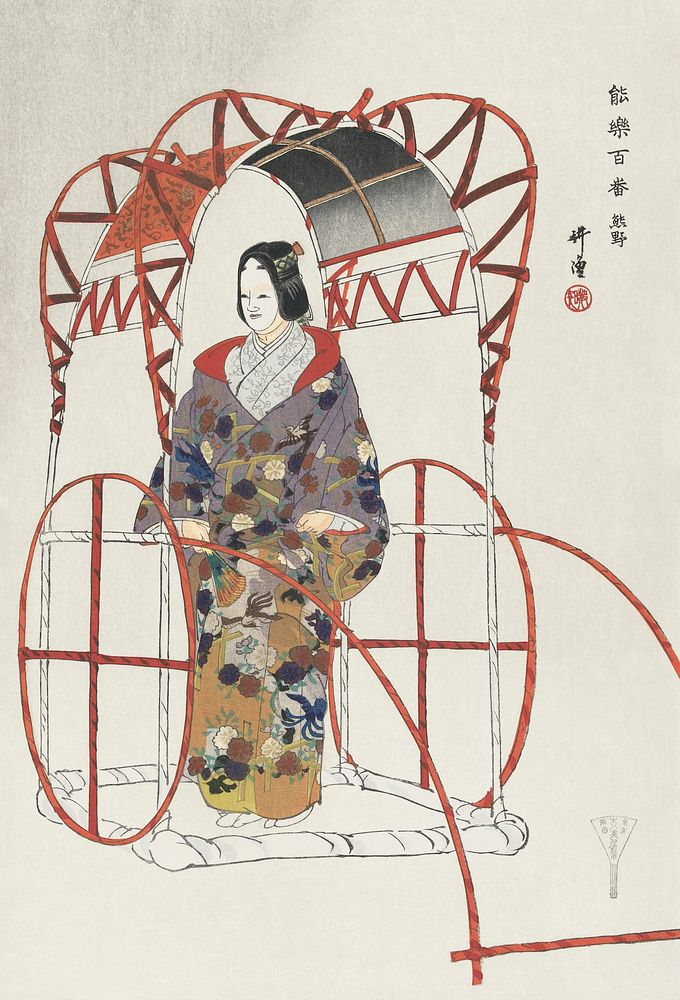 Scene from the No Play Yuya (1923) by Kogyo Tsukioka. Original from The Rijksmuseum. Digitally enhanced by rawpixel.