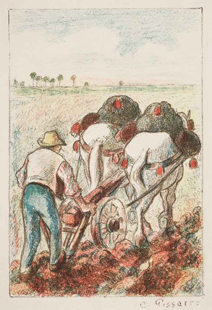 The plough (1901) by Camille Pissarro. Original from The Cleveland Museum of Art. Digitally enhanced by rawpixel.