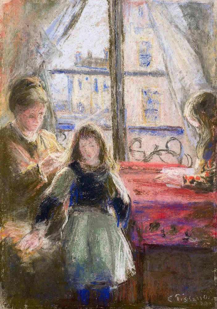 At the Window, rue des Trois Frères (1878–79) by Camille Pissarro. Original from The Art Institute of Chicago. Digitally…