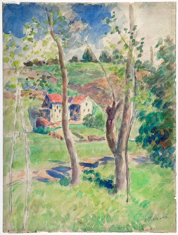 Landscape (second half 19th century) by Camille Pissarro. Original from The MET museum. Digitally enhanced by rawpixel.