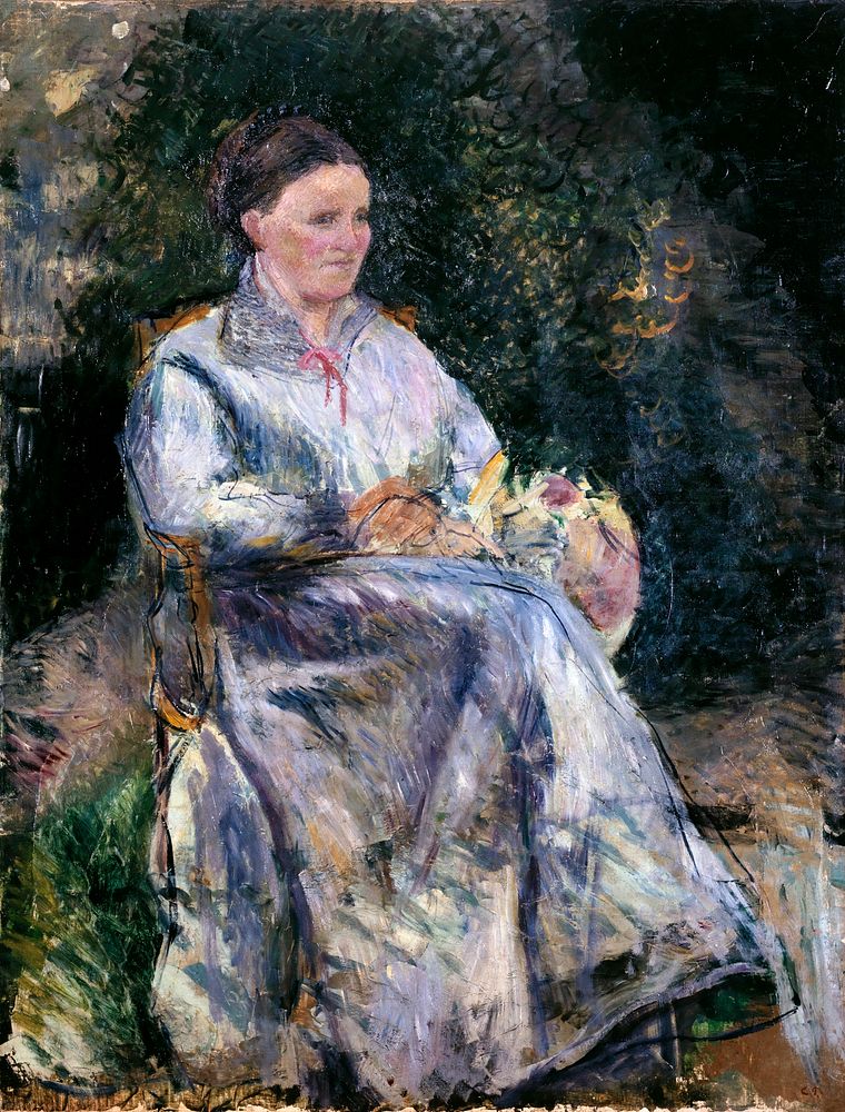 Julie Pissarro in the garden (ca. 1874) by Camille Pissarro. Original from The Public Institution Paris Musées. Digitally…