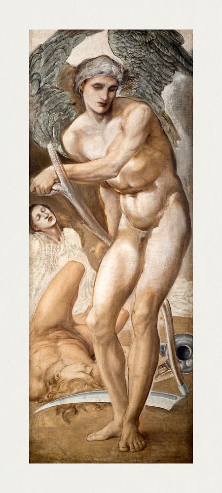 Troy Triptych - Study of Oblivion conquering Fame (1875) painting in high resolution by Sir Edward Burne&ndash;Jones.…