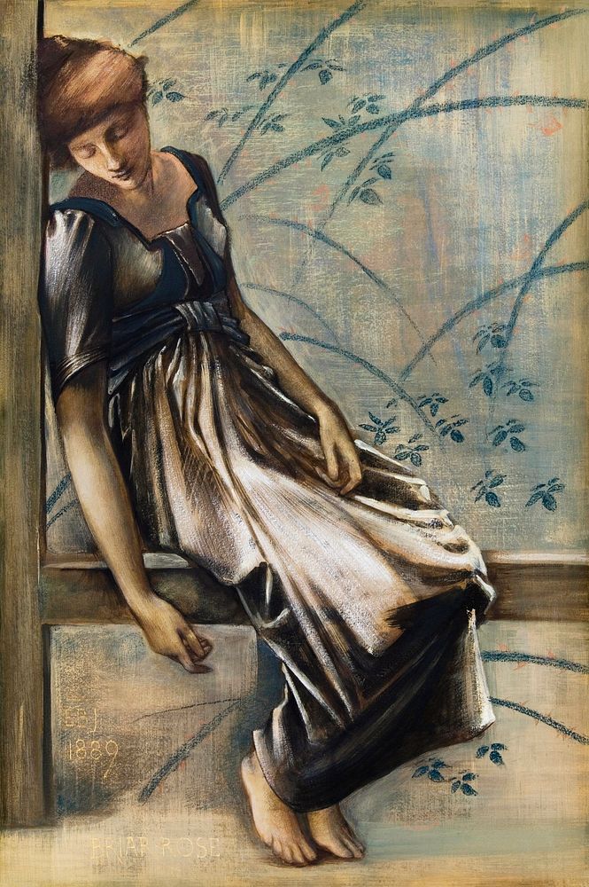 The Briar Rose Series - Study for 'The Garden Court' (1889) painting in high resolution by Sir Edward Burne–Jones. Original…