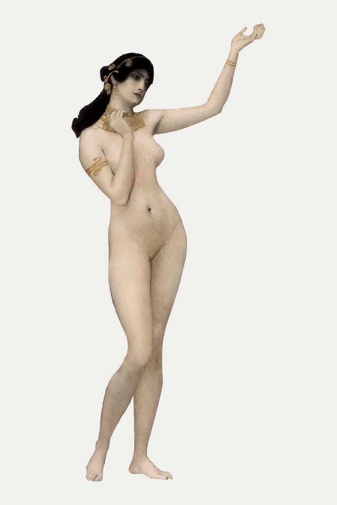 Nude female sculpture vector, remixed from artworks by Gustav Klimt