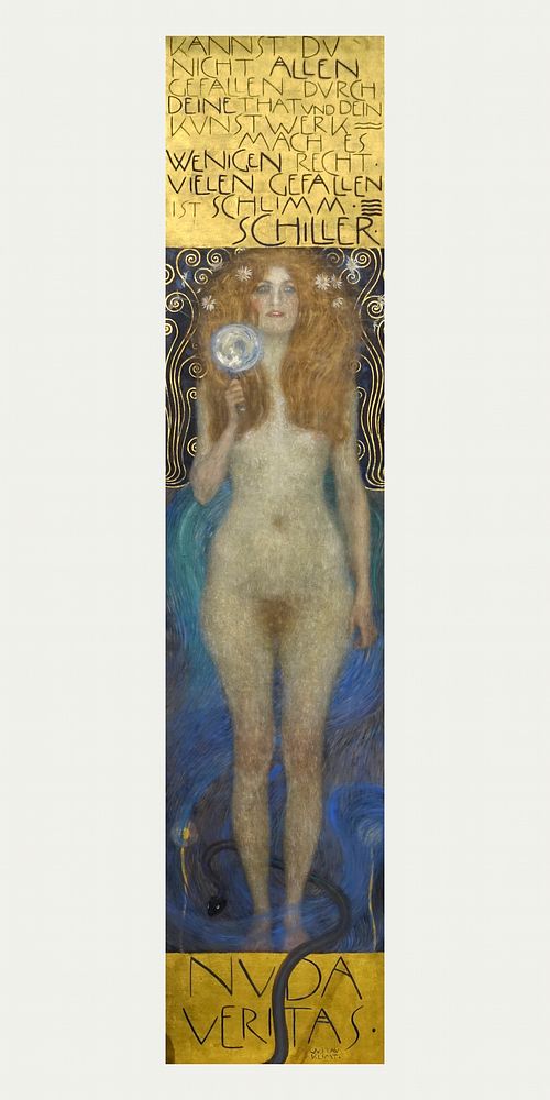 Gustav Klimt's Nuda Veritas (1899) famous painting. Original from Wikimedia Commons. Digitally enhanced by rawpixel.