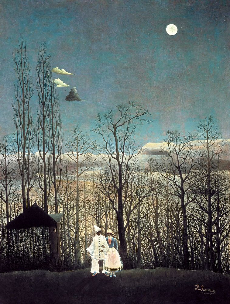 Henri Rousseau's Carnival Evening (1886) famous painting. Original from Wikimedia Commons. Digitally enhanced by rawpixel.