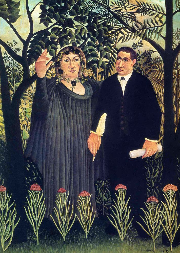 Henri Rousseau's The Muse Inspiring the Poet (1909) famous painting. Original from Wikimedia Commons. Digitally enhanced by…