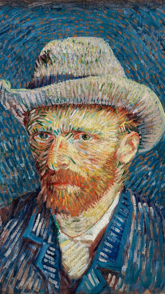 Van Gogh iPhone wallpaper, HD background, Self-Portrait with Grey Felt Hat
