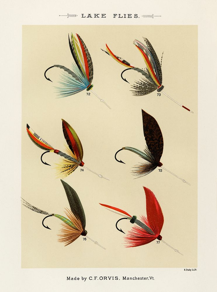 Lake Flies.  Digitally enhanced from our own original 1892 edition of Favorite Flies and Their Histories by Mary Orvis…