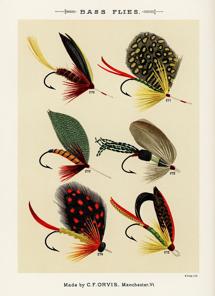 Bass Flies. Digitally enhanced from our own original 1892 edition of Favorite Flies and Their Histories by Mary Orvis…
