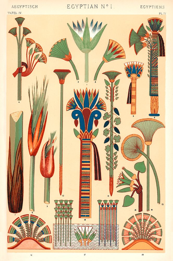 Ancient Egyptian art. Digitally enhanced from our own 19th Century Grammar of Ornament book by Owen Jones.