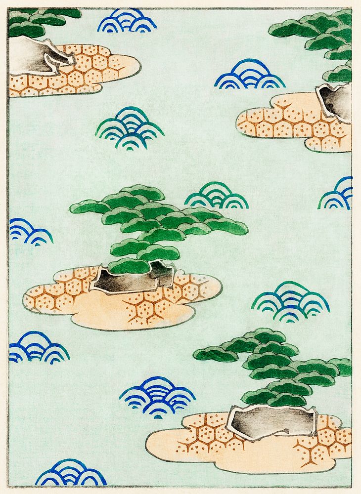 Landscape illustration. Digitally enhanced from our own original edition of Shin Bijutsukai 