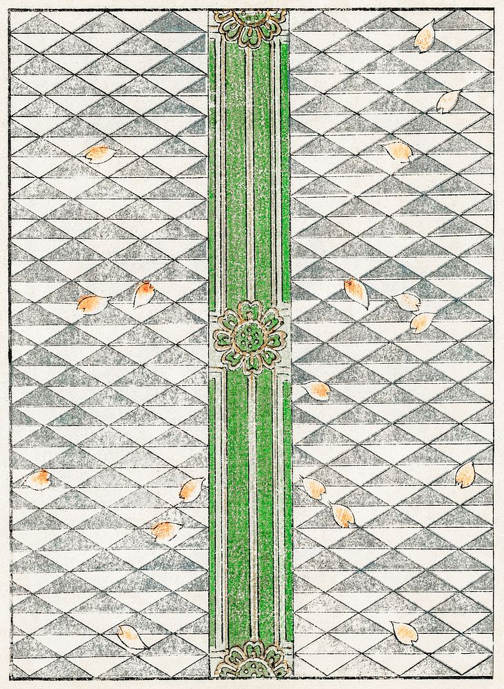Geometric floral pattern. Digitally enhanced from our own original edition of Shin Bijutsukai