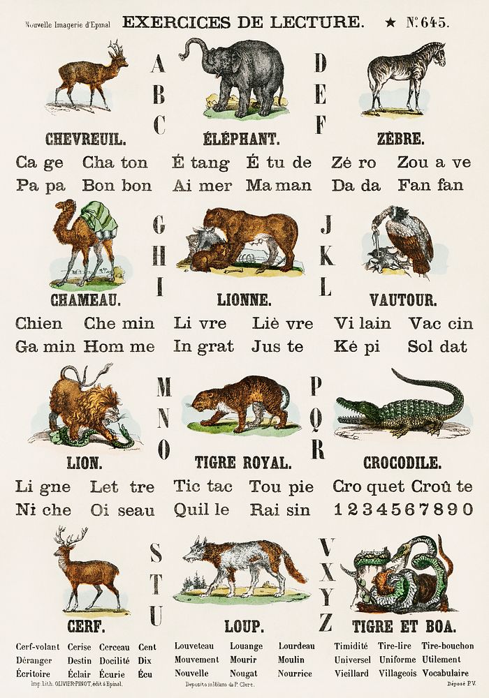 Catchpenny Print- Alphabet - Animals (1870) by Oliver Goldsmith (1728-1774), a print of alphabets and animals. Digitally…