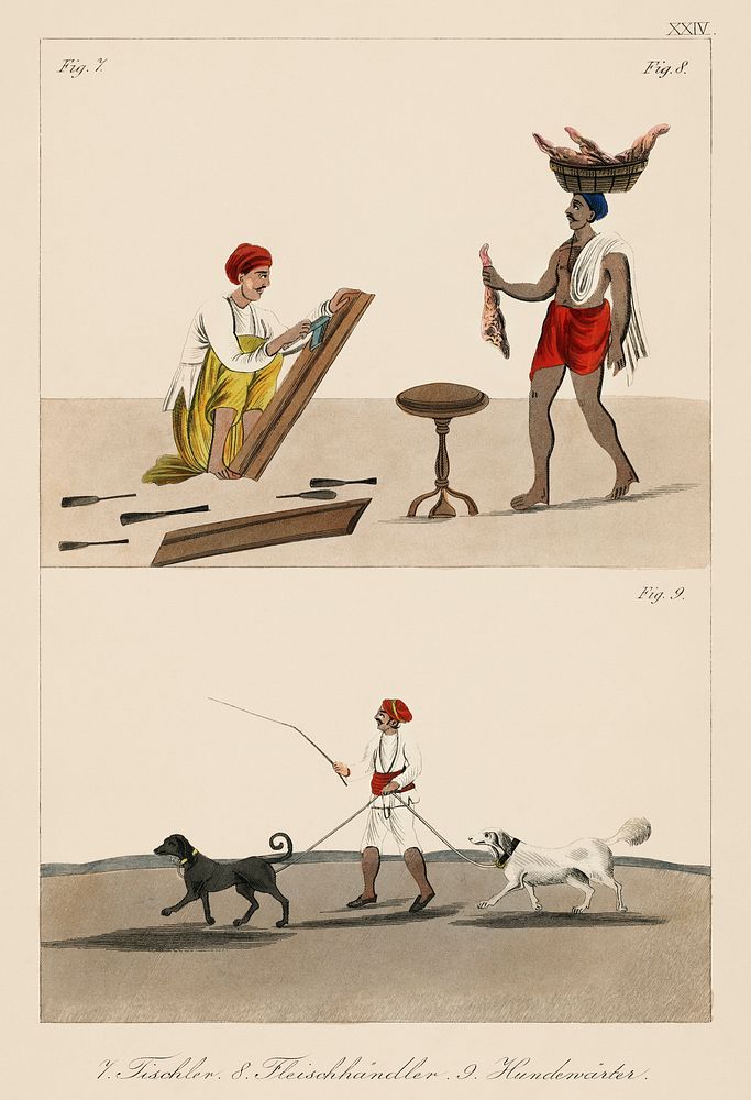 Cabinet Maker, Butcher and a Dog catcher from Axel Lind von Hageby (1857-1859). Digitally enhanced from our own original…