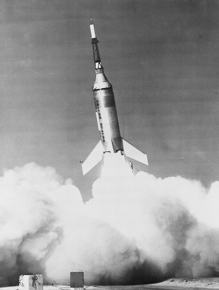 Launch of Little Joe I-B from Wallops Island, 4 Nov. 1959. Original from NASA. Digitally enhanced by rawpixel.