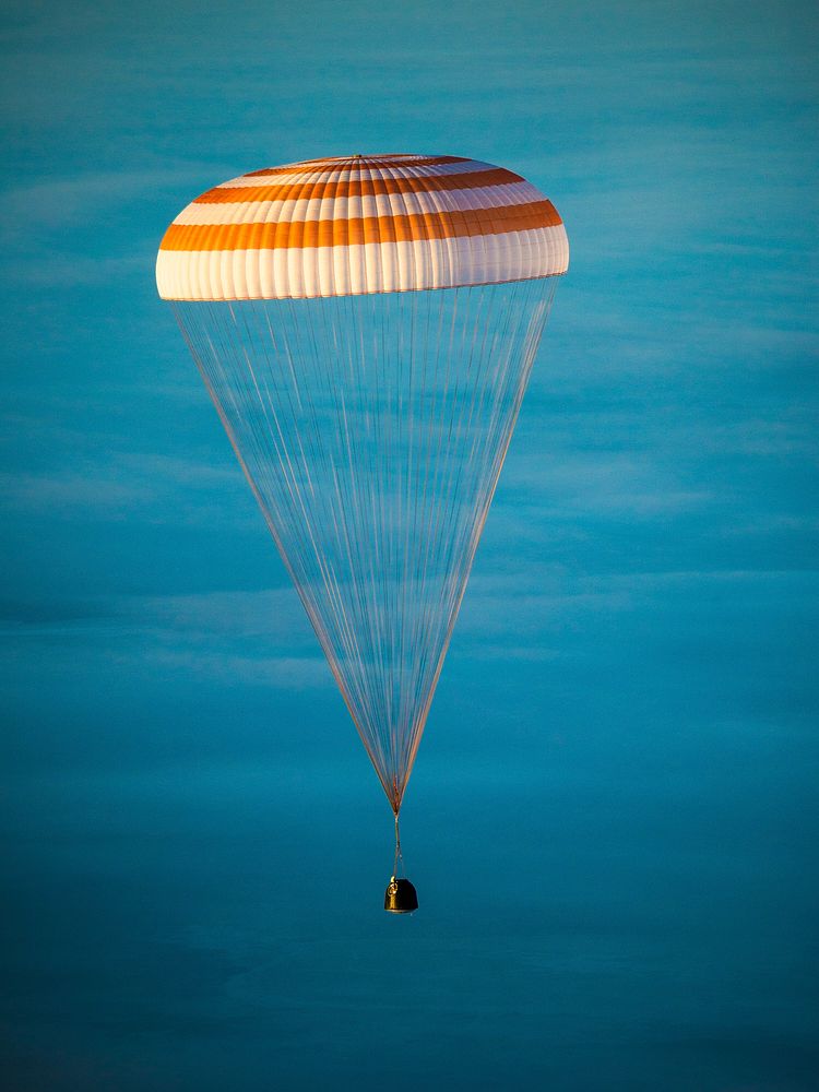 The Soyuz TMA-14M spacecraft as it lands with Expedition 42. Original from NASA. Digitally enhanced by rawpixel.