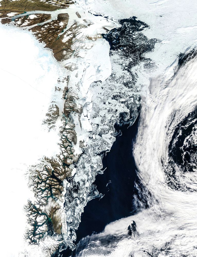 View of the Arctic waters and the far northern lands surrounding it. Original from NASA. Digitally enhanced by rawpixel.