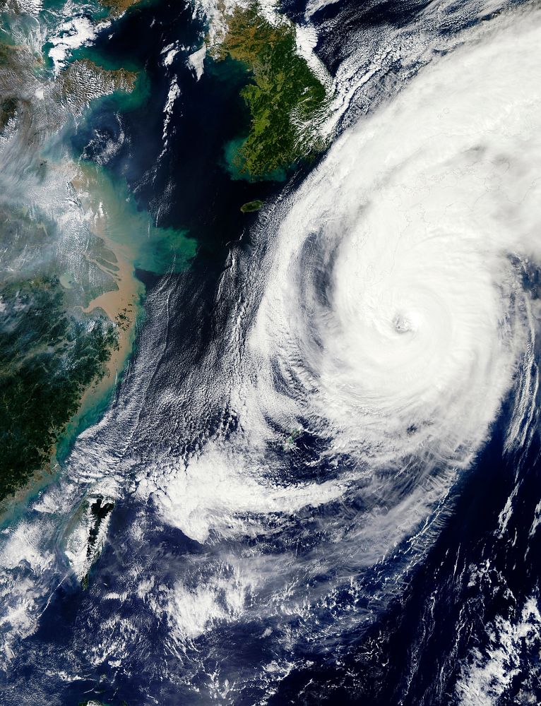 Typhoon Phanfone affecting Japan, on October 5, 2014. Original from NASA. Digitally enhanced by rawpixel.