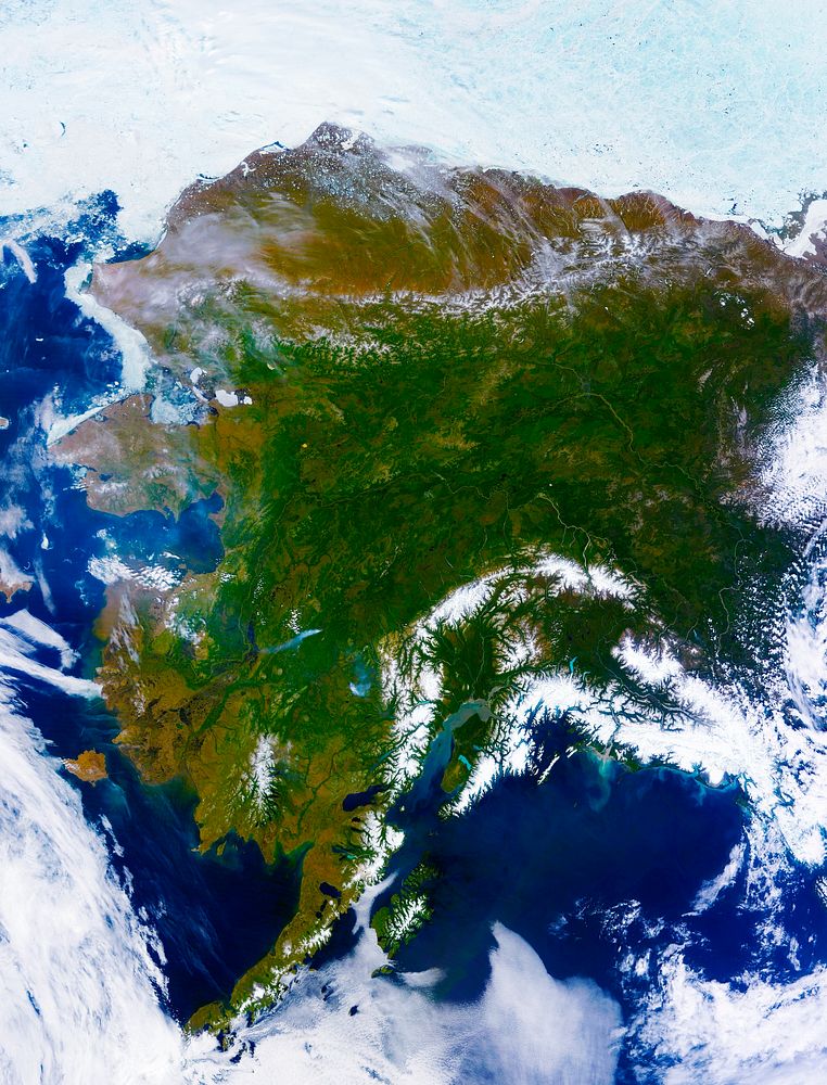Rare clear view of Alaska. Original from NASA. Digitally enhanced by rawpixel.