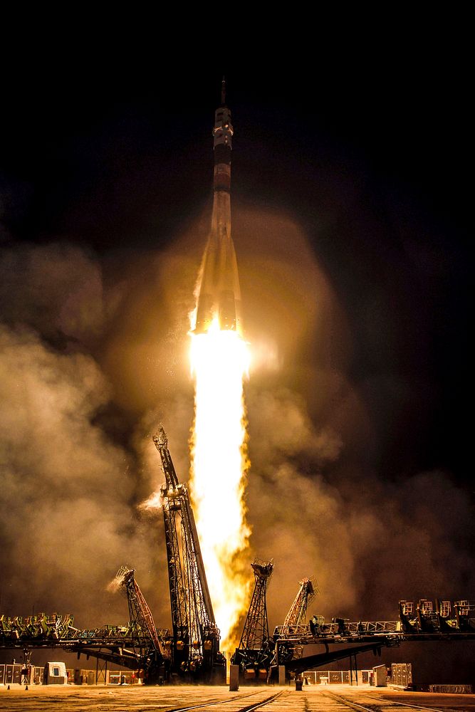The Soyuz TMA-20 rocket launches from the Baikonur Cosmodrome in Kazakhstan on Thursday, December 16, 2010. Original from…