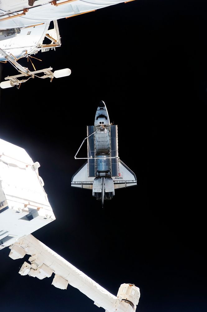 This picture of the space shuttle Atlantis was photographed from the International Space Station as the orbiting complex and…