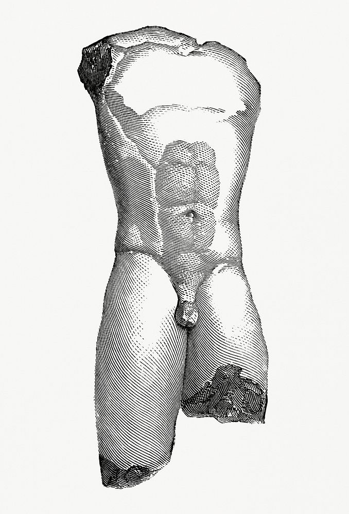 Torso of the Oldest Style Found Near Megara (1862) from Gazette Des Beaux-Arts, a French art review. Digitally enhanced from…