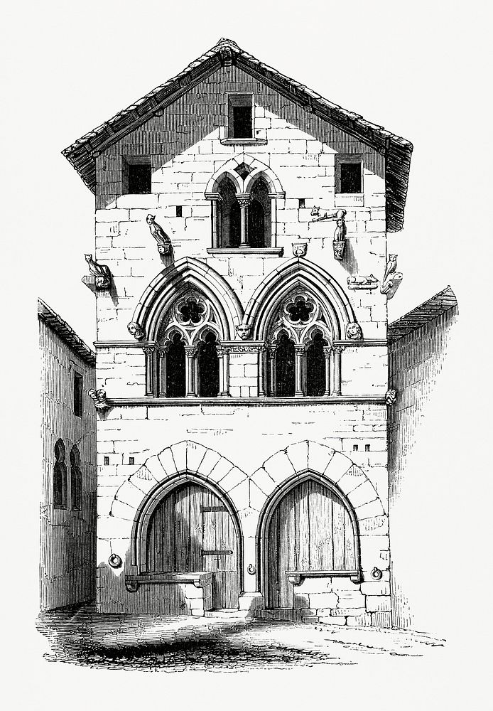 Vintage illustration of House in Figeac (1862)