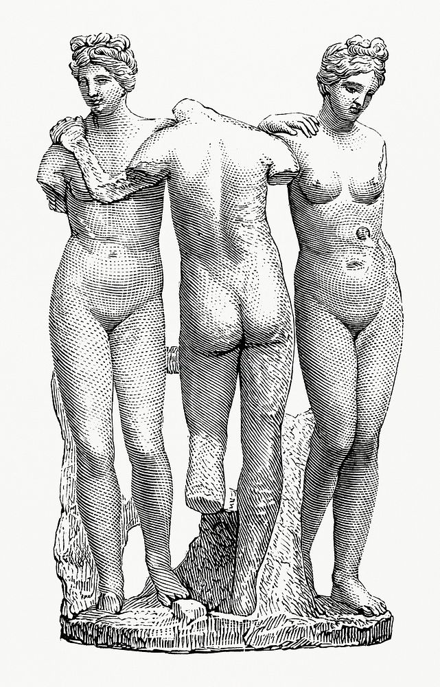 The Three Graces (1862) from Gazette Des Beaux-Arts, a French art review. Digitally enhanced from our own facsimile book. 