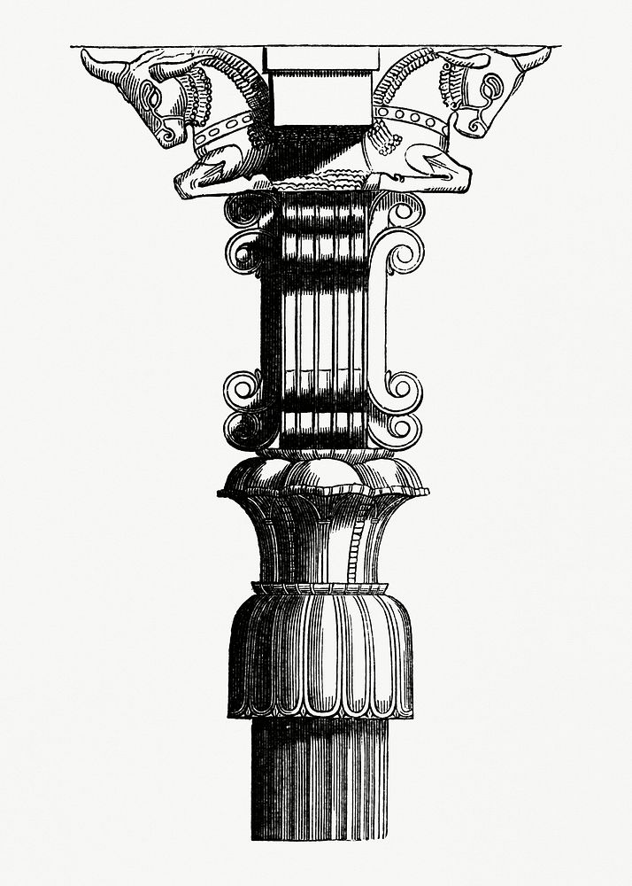 Persian Column (1862) from Gazette Des Beaux-Arts, a French art review. Digitally enhanced from our own facsimile book. 
