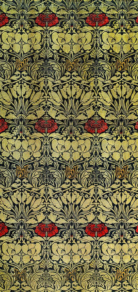 William Morris's Woven Fabric: Tulip and Rose (1890) famous pattern. Original from The Birmingham Museum. Digitally enhanced…