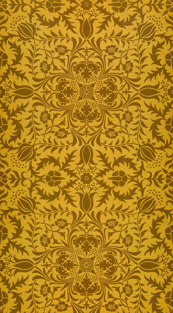 William Morris's vintage brown flower pattern illustration psd, remix from the original artwork