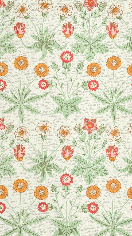 Vintage green iPhone wallpaper, William Morris pattern. Remixed from public domain artwork.