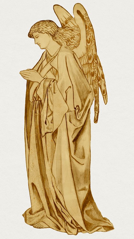 Vintage gold angel illustration design element