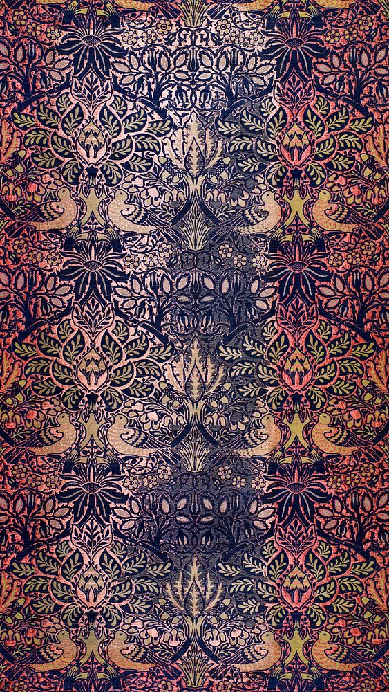 Vintage iPhone wallpaper, William Morris pattern. Remixed from public domain artwork.